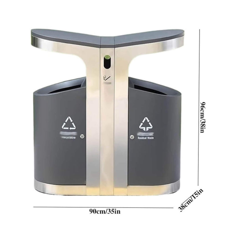 38" Large Commercial Outdoor Stainless Steel Trash Waste Garbage Bin (SAK82713) SAKSBY - 
Dimensions View