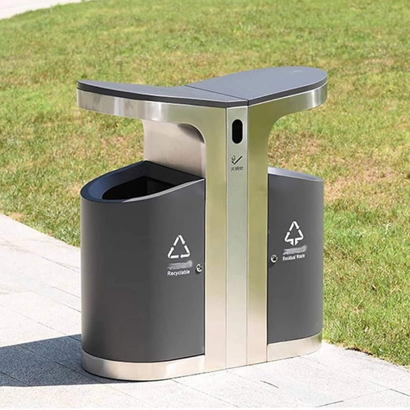 38" Large Commercial Outdoor Stainless Steel Trash Waste Garbage Bin (SAK82713) SAKSBY - 
Outdoor View