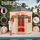 4-Person Low EMF Spruce Wood Outdoor Infrared Sauna With Bluetooth Speakers And LED Lights (SAK16270) - Saksby Wholesale - Entertainment System
