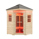 4-Person Low EMF Spruce Wood Outdoor Infrared Sauna With Bluetooth Speakers And LED Lights (SAK16270) - Saksby Wholesale - Front View