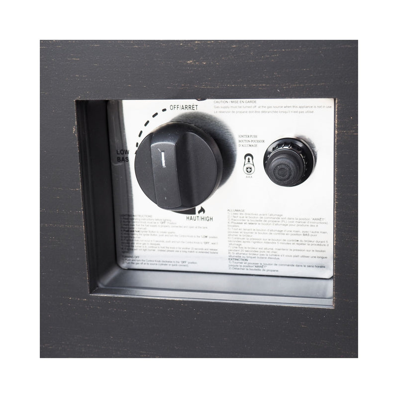 40-Inch 50K BTU Modern Outdoor Square Iron Backyard Patio Fire Pit (SAK31635) - Saksby Wholesale - Controls View