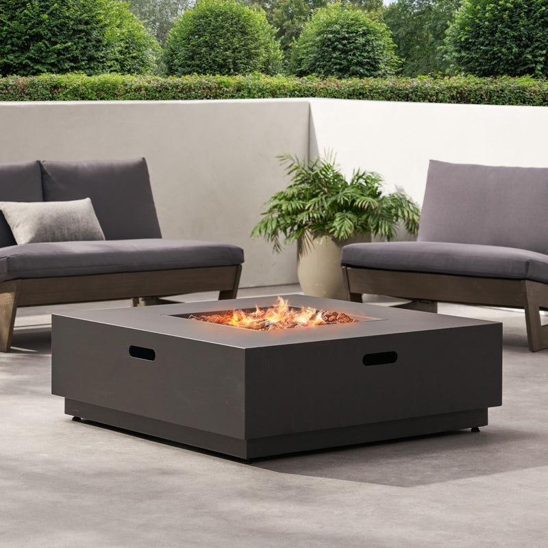 40-Inch 50K BTU Modern Outdoor Square Iron Backyard Patio Fire Pit (SAK31635) - Saksby Wholesale - Outdoor View