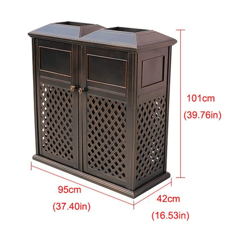 40" Outdoor Double Bucket Cast Aluminum Commercial Trash Can With Ashtray (SAK49250) SAKSBY - 
Dimensions View