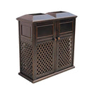 40" Outdoor Double Bucket Cast Aluminum Commercial Trash Can With Ashtray (SAK49250) SAKSBY - 
Front Right Corner View