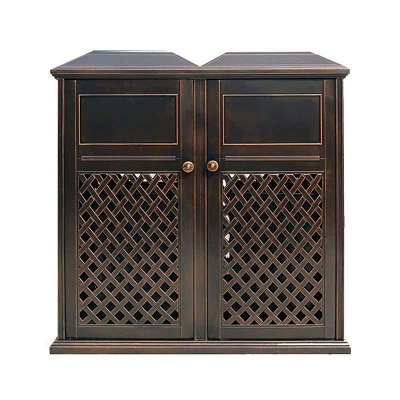 40" Outdoor Double Bucket Cast Aluminum Commercial Trash Can With Ashtray (SAK49250) SAKSBY - 
Front View