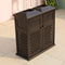 40" Outdoor Double Bucket Cast Aluminum Commercial Trash Can With Ashtray (SAK49250) SAKSBY - 
Outdoor View