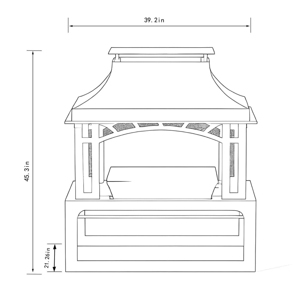 40-Inch Outdoor Steel Wood-Burning Backyard Fireplace Fire Pit (SAK45758) - Saksby Wholesale- Dimension View