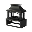 40-Inch Outdoor Steel Wood-Burning Backyard Fireplace Fire Pit (SAK45758) - Saksby Wholesale- Front Left Full View