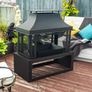 40-Inch Outdoor Steel Wood-Burning Backyard Fireplace Fire Pit (SAK45758) - Saksby Wholesale- Front Left View