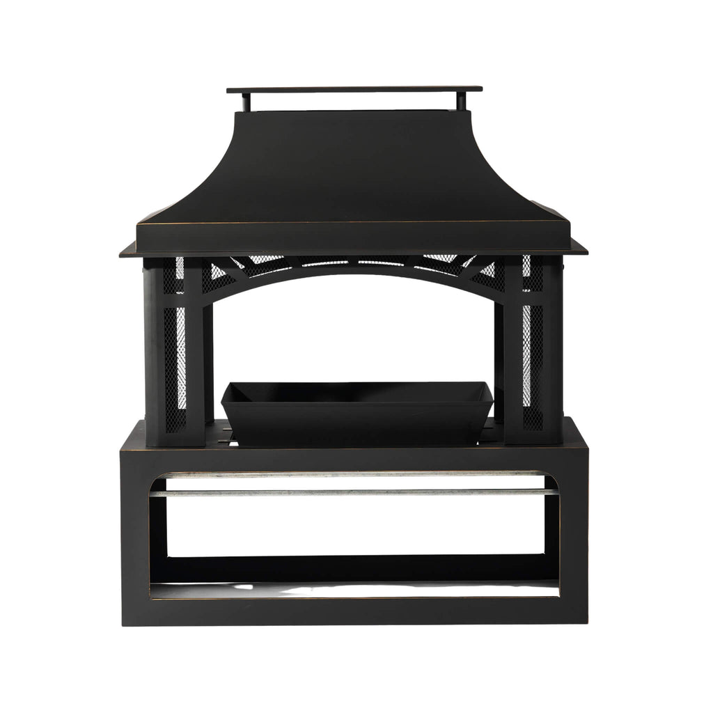 40-Inch Outdoor Steel Wood-Burning Backyard Fireplace Fire Pit (SAK45758) - Saksby Wholesale- Front View