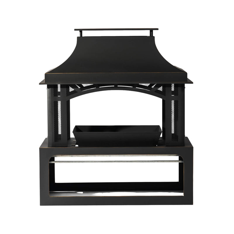 40-Inch Outdoor Steel Wood-Burning Backyard Fireplace Fire Pit (SAK45758) - Saksby Wholesale- Front View