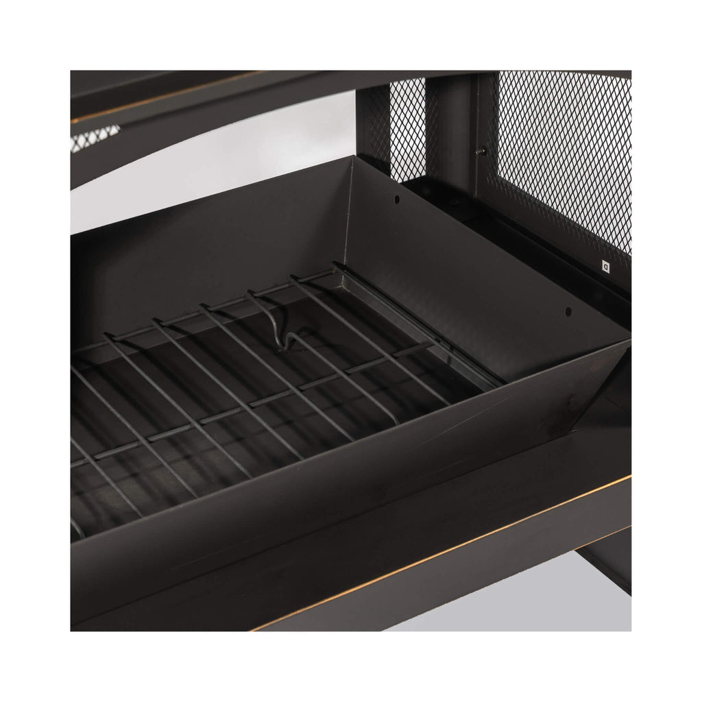 40-Inch Outdoor Steel Wood-Burning Backyard Fireplace Fire Pit (SAK45758) - Saksby Wholesale- Stone Tray View