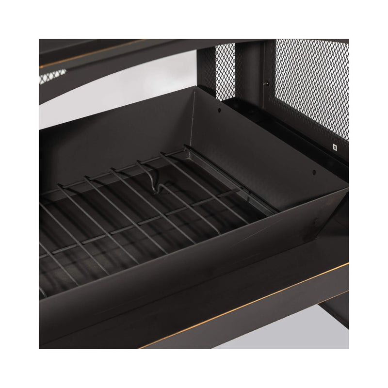 40-Inch Outdoor Steel Wood-Burning Backyard Fireplace Fire Pit (SAK45758) - Saksby Wholesale- Stone Tray View