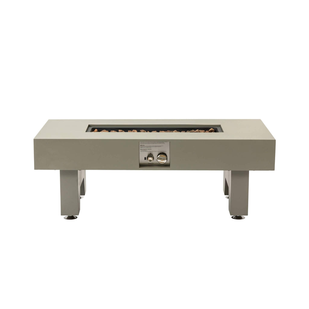 42 Inch 50K BTU Iron Liquid Propane Fire Pit Table With Glass Stones (SAK63845) - Saksby Wholesale - Back View White background