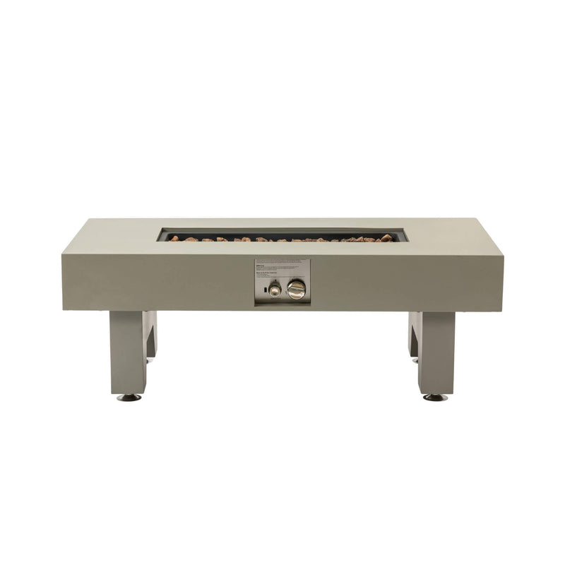 42 Inch 50K BTU Iron Liquid Propane Fire Pit Table With Glass Stones (SAK63845) - Saksby Wholesale - Back View White background