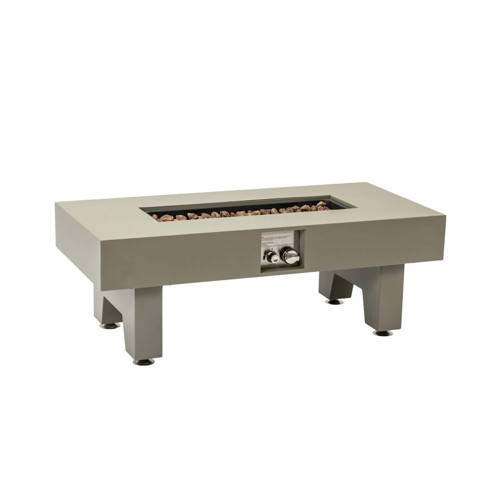 42 Inch 50K BTU Iron Liquid Propane Fire Pit Table With Glass Stones (SAK63845) - Saksby Wholesale - Side View White Background