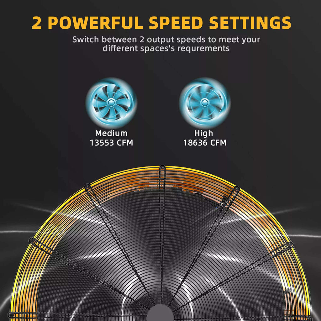 42" Heavy Duty Metal Industrial Dual Speed Air Circulation Drum Fan (SAK85191) SAKSBY - Speed Settings View