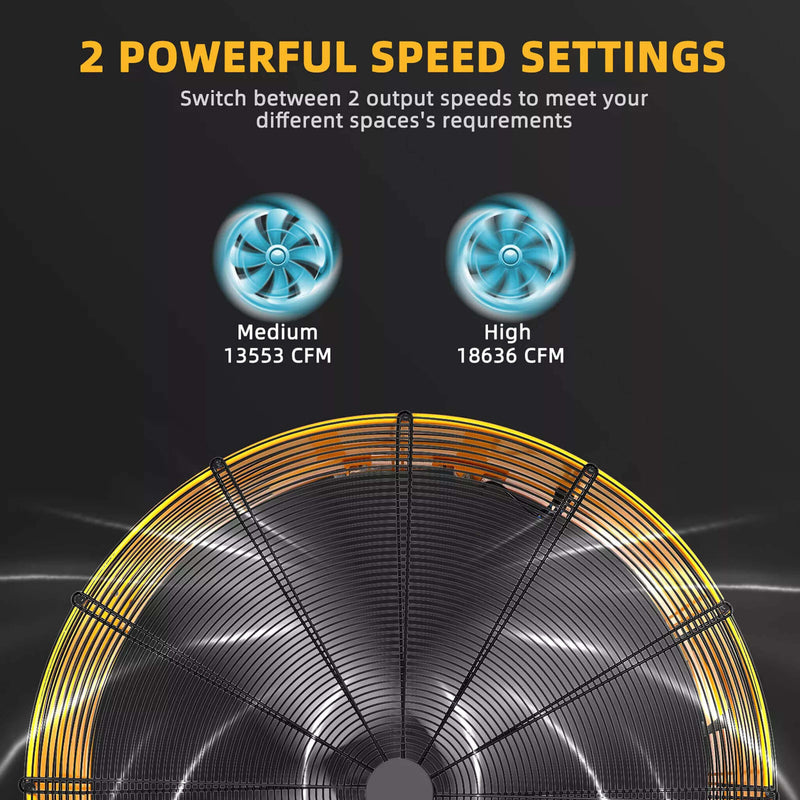 42" Heavy Duty Metal Industrial Dual Speed Air Circulation Drum Fan (SAK85191) SAKSBY - Speed Settings View