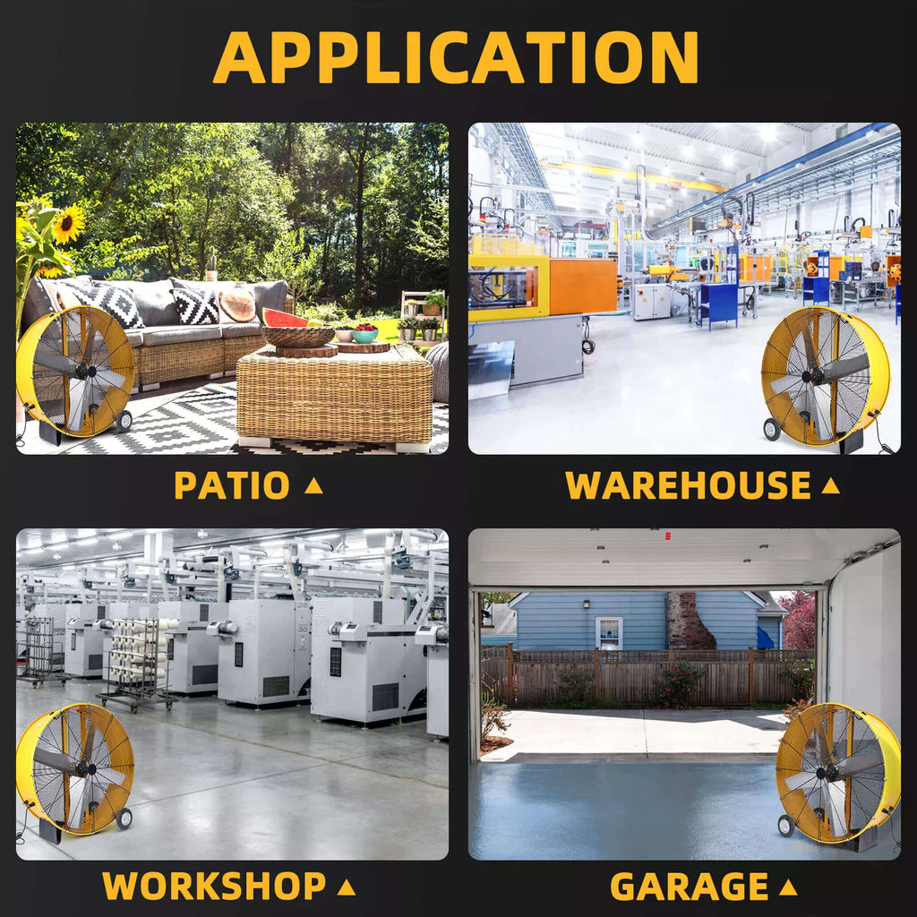 42" Heavy Duty Metal Industrial Dual Speed Air Circulation Drum Fan (SAK85191) SAKSBY - Applications View