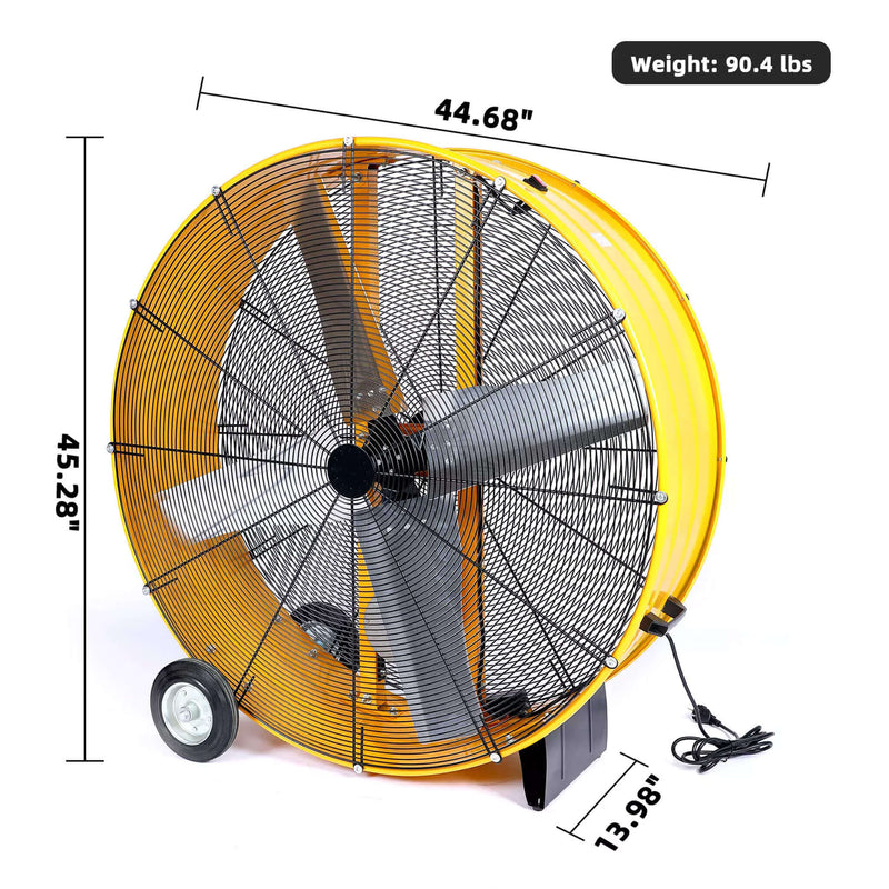 42" Heavy Duty Metal Industrial Dual Speed Air Circulation Drum Fan (SAK85191) SAKSBY - Dimensions View
