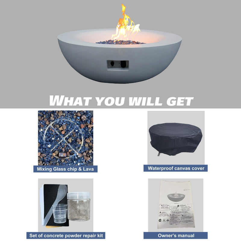 42 Inch Modern Outdoor Concrete Propane Gas Fire Pit Bowl (SAK51260) - Saksby Wholesale - Accessories View