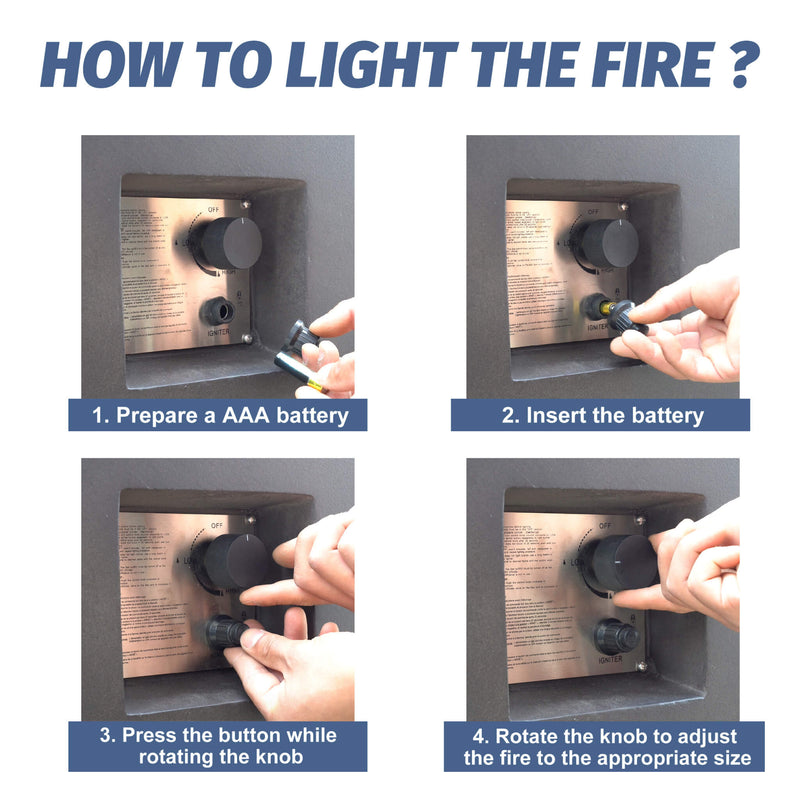 42 Inch Modern Outdoor Concrete Propane Gas Fire Pit Bowl (SAK51260) - Saksby Wholesale - Instructions View