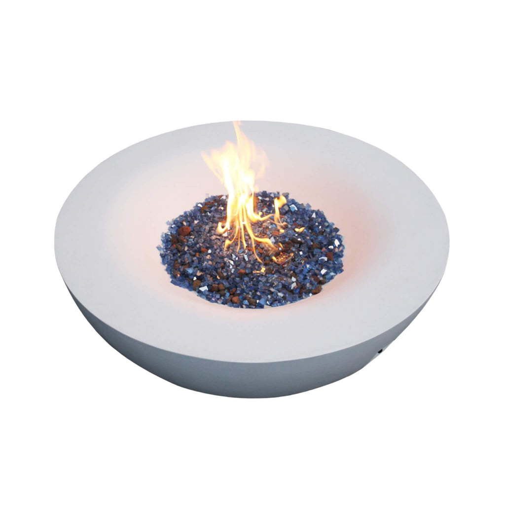 42 Inch Modern Outdoor Concrete Propane Gas Fire Pit Bowl (SAK51260) - Saksby Wholesale - With Fire Burning Stones View