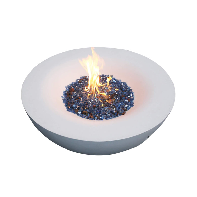 42 Inch Modern Outdoor Concrete Propane Gas Fire Pit Bowl (SAK51260) - Saksby Wholesale - With Fire Burning Stones View