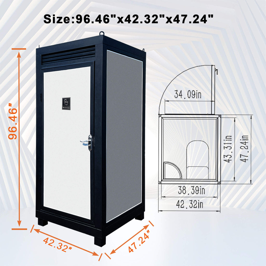 42-Inch One-Person Portable Outdoor Toilet Cabin - Saksby Wholesale - Dimensions