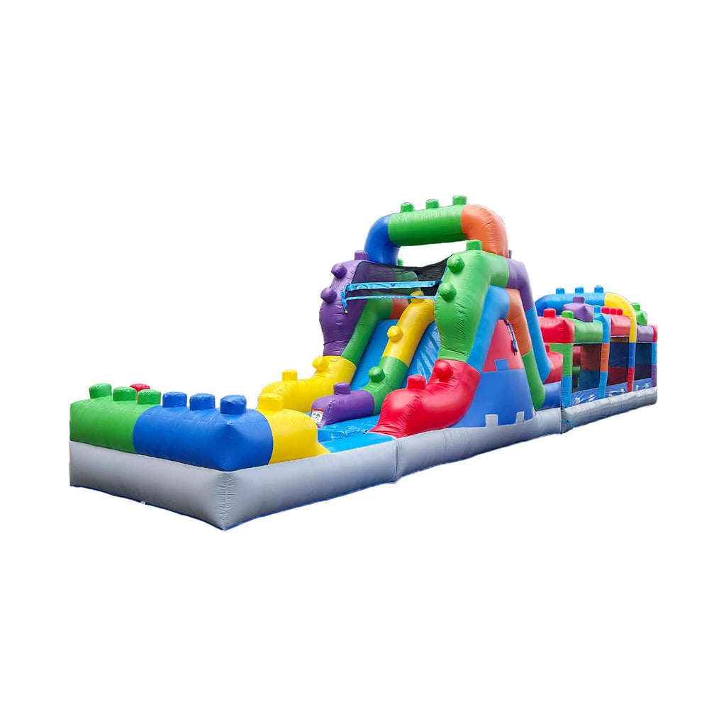 42FT Commercial Inflatable Obstacle Course With Dual Water Slide (SAK31587) - Saksby Wholesale - Corner View