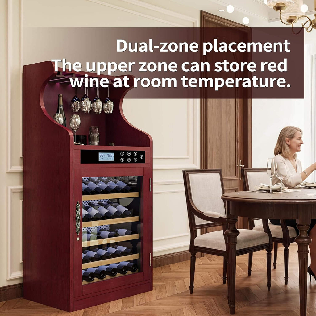 43-Bottle Freestanding Low Noise Wine Cooler Cabinet (SAK56084) - Saksby Wholesale - Dual Zone Refrigeration