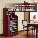 43-Bottle Freestanding Low Noise Wine Cooler Cabinet (SAK56084) - Saksby Wholesale - Dual Zone Refrigeration