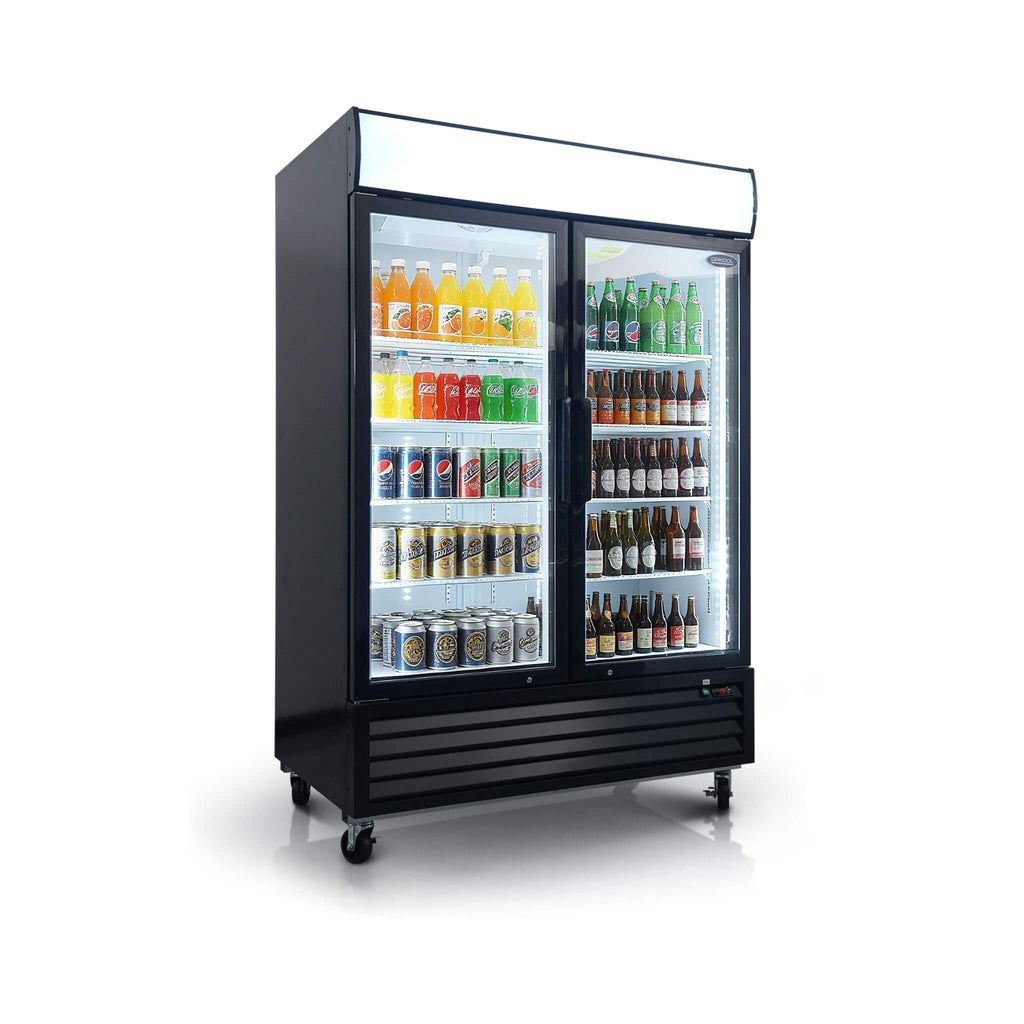 44.7 Cu.Ft Double-Door Commercial Display Merchandising Refrigerator (SAK54692) - Saksby Wholesale - Front Side View
