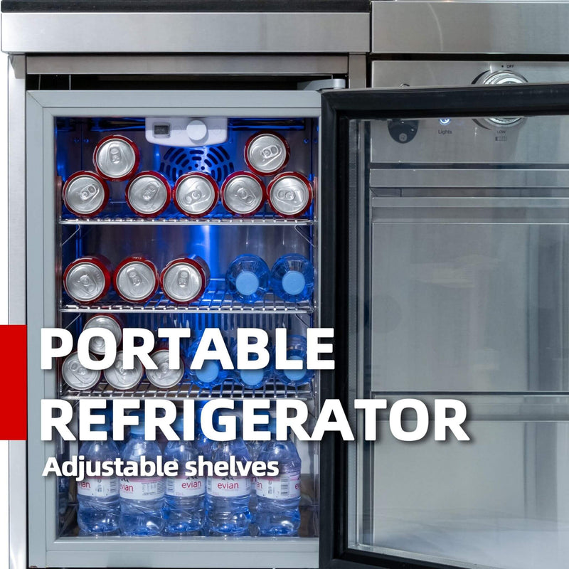 44-Inch 6-Burner 85K BTU Stainless Steel Gas Outdoor Kitchen Island Grill With Wine Cooler, Rotisserie Kit, And Storage Cabinets (SAK97105) - Saksby Wholesale - Features View