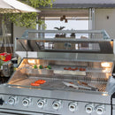 44-Inch 6-Burner 85K BTU Stainless Steel Gas Outdoor Kitchen Island Grill With Wine Cooler, Rotisserie Kit, And Storage Cabinets (SAK97105) - Saksby Wholesale - Grill View