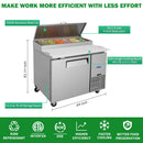 44 Inch Commercial Pizza Prep Table With a Built-In 11 Cu.Ft. Refrigerator (SAK09621) - Saksby Wholesale - Dimensions and Features