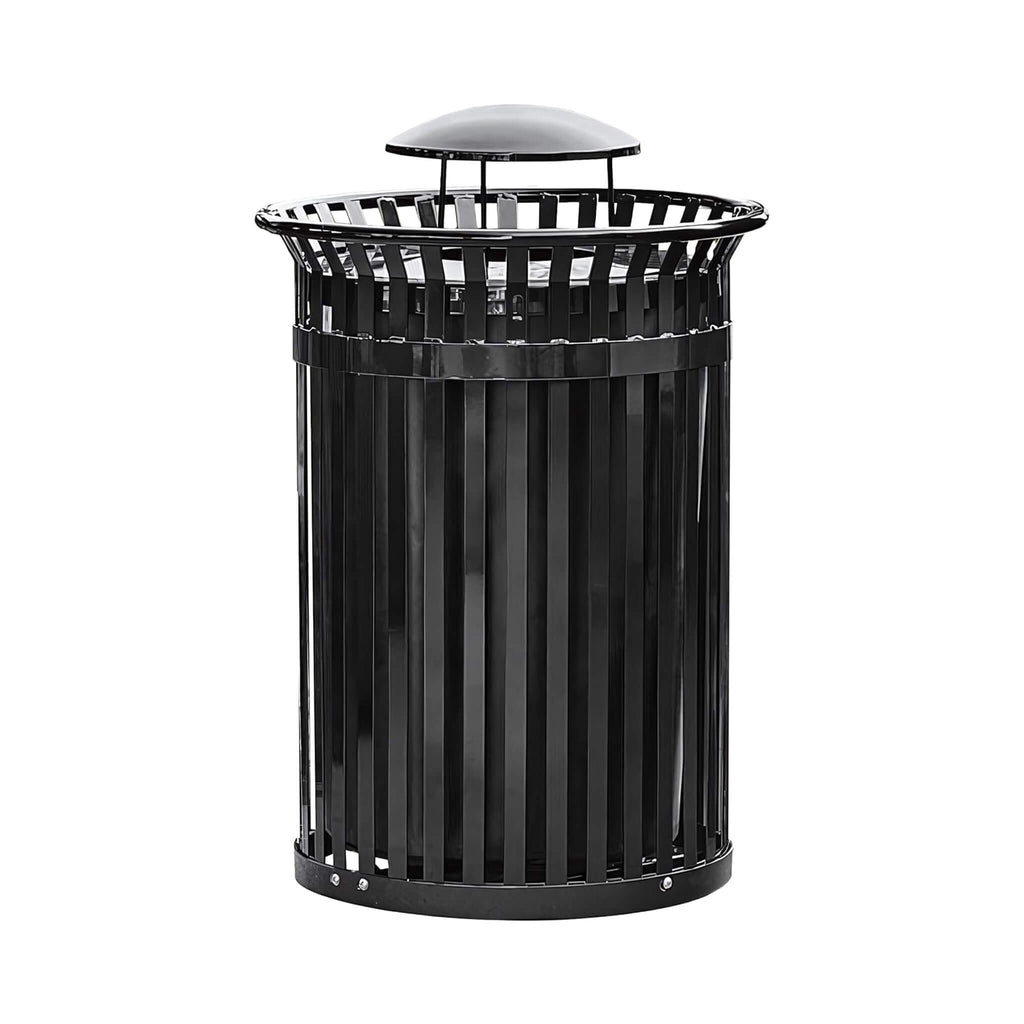 45-Gallon Commercial Round Waste Bin With Rain Bonnet Lid (SAK94380) - Saksby Wholesale - On White Background