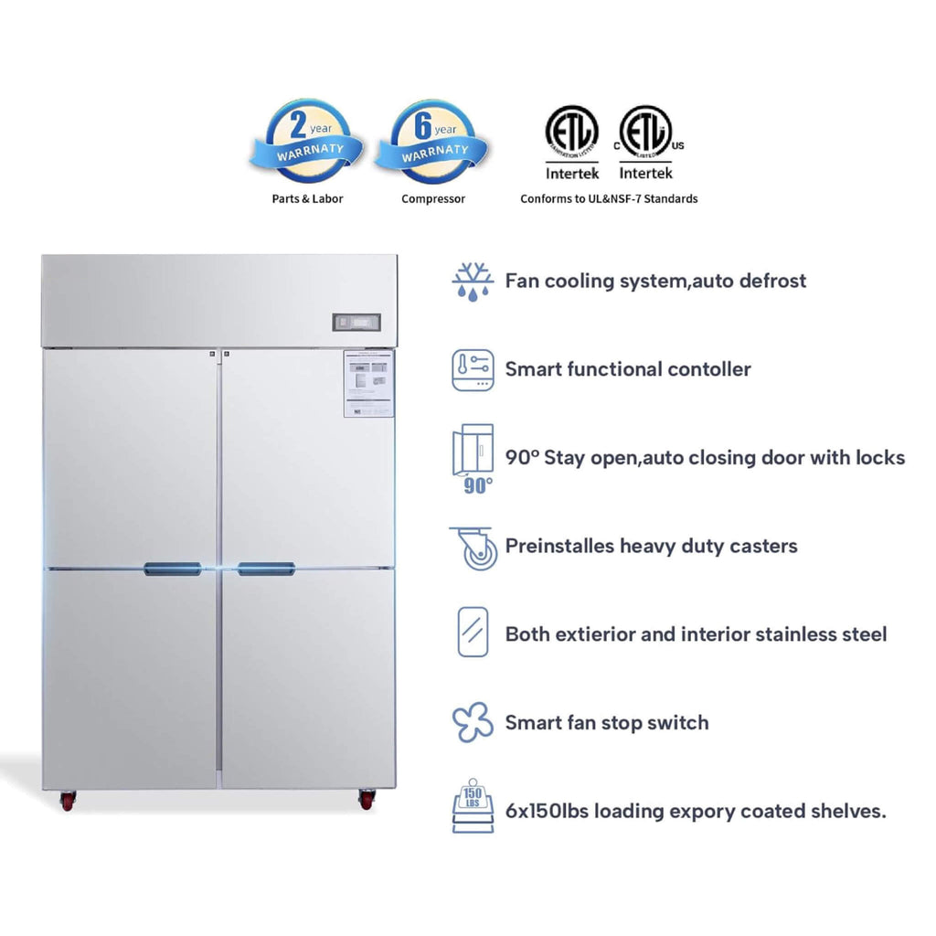 48-Inch Commercial 33 Cu.Ft Stainless Steel Reach-In Refrigerator With Four Split Doors (SAK83046) - Saksby Wholesale - Certifications View