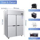 48-Inch Commercial 33 Cu.Ft Stainless Steel Reach-In Refrigerator With Four Split Doors (SAK83046) - Saksby Wholesale - Energy Dimensions View