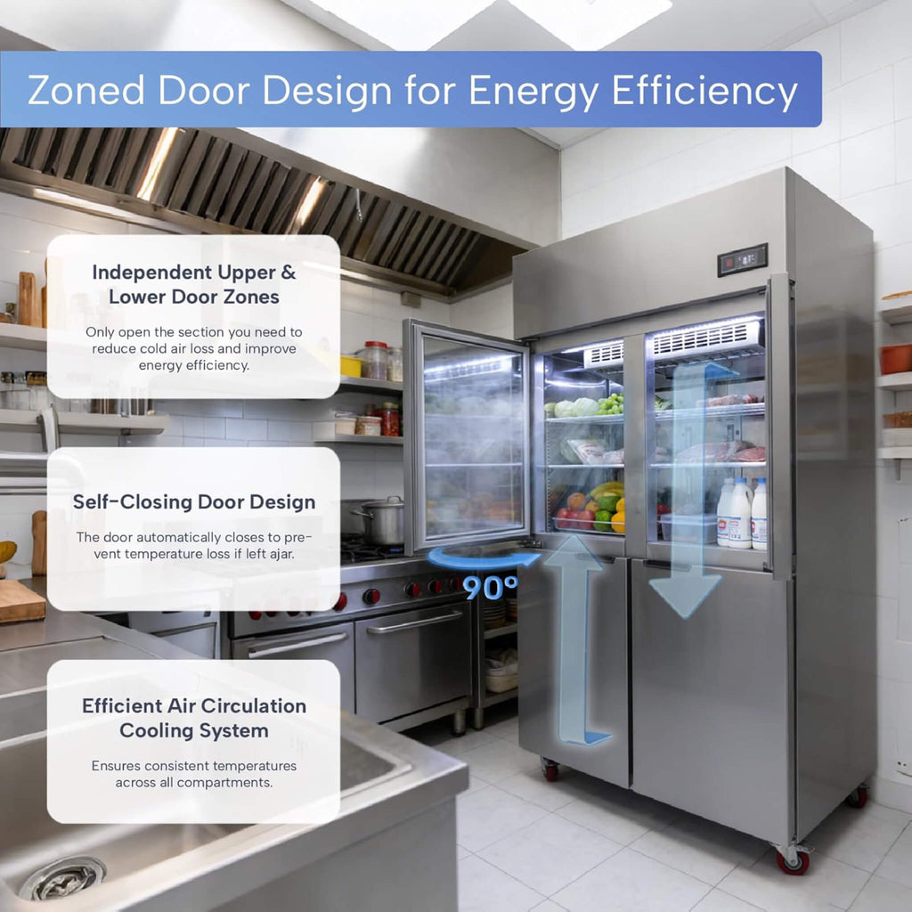 48-Inch Commercial 33 Cu.Ft Stainless Steel Reach-In Refrigerator With Four Split Doors (SAK83046) - Saksby Wholesale - Energy Consumption View
