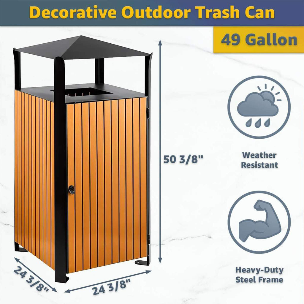 49-Gallon Commercial Outdoor Trash Can With Covered Top (SAK72136) - Saksby Wholesale - Dimensions