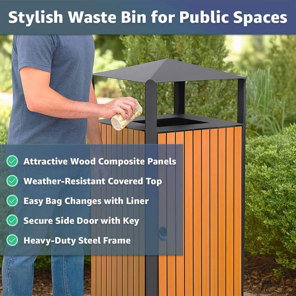 49-Gallon Commercial Outdoor Trash Can With Covered Top (SAK72136) - Saksby Wholesale - Features