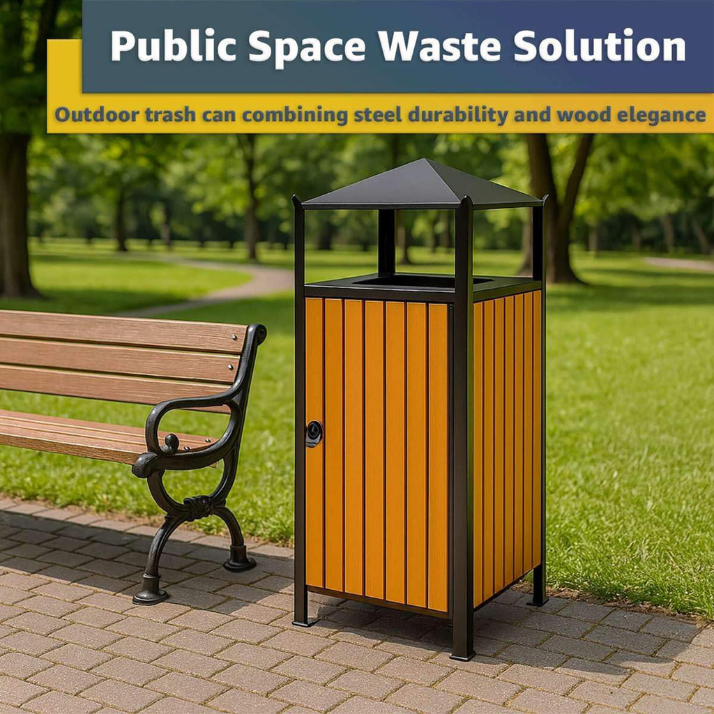 49-Gallon Commercial Outdoor Trash Can With Covered Top (SAK72136) - Saksby Wholesale - Public Space Waste Solution