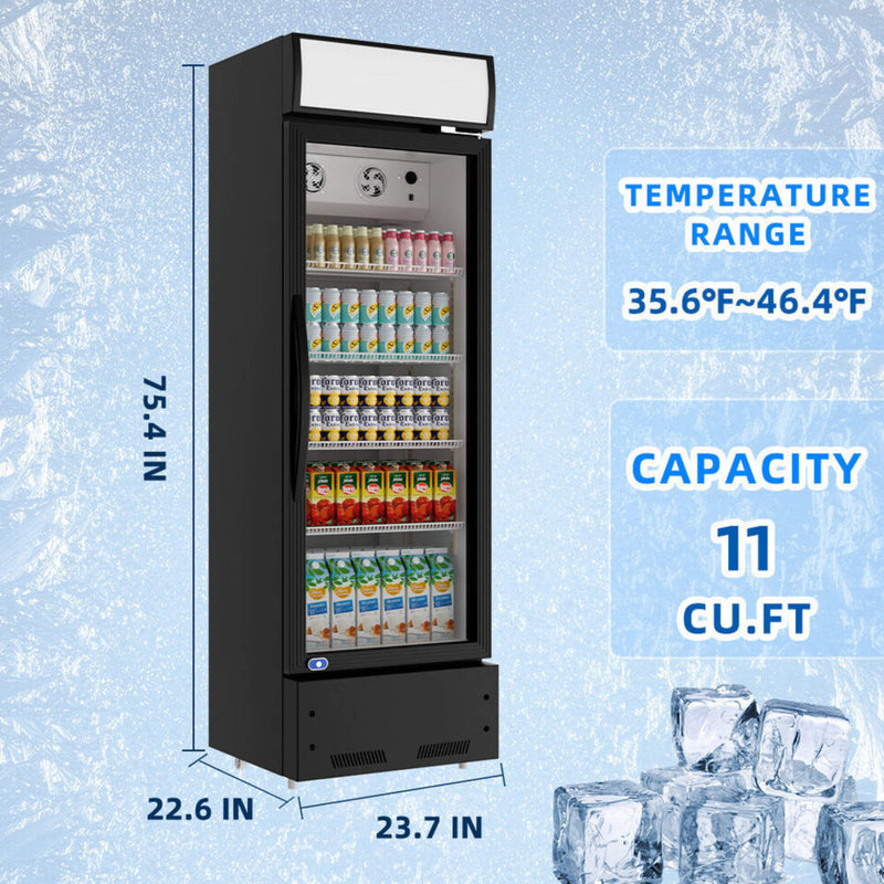 Heavy Duty Commercial Single Glass Door Refrigerator With LED Lights, 23" (SAK43533) - Saksby Wholesale - Capacity