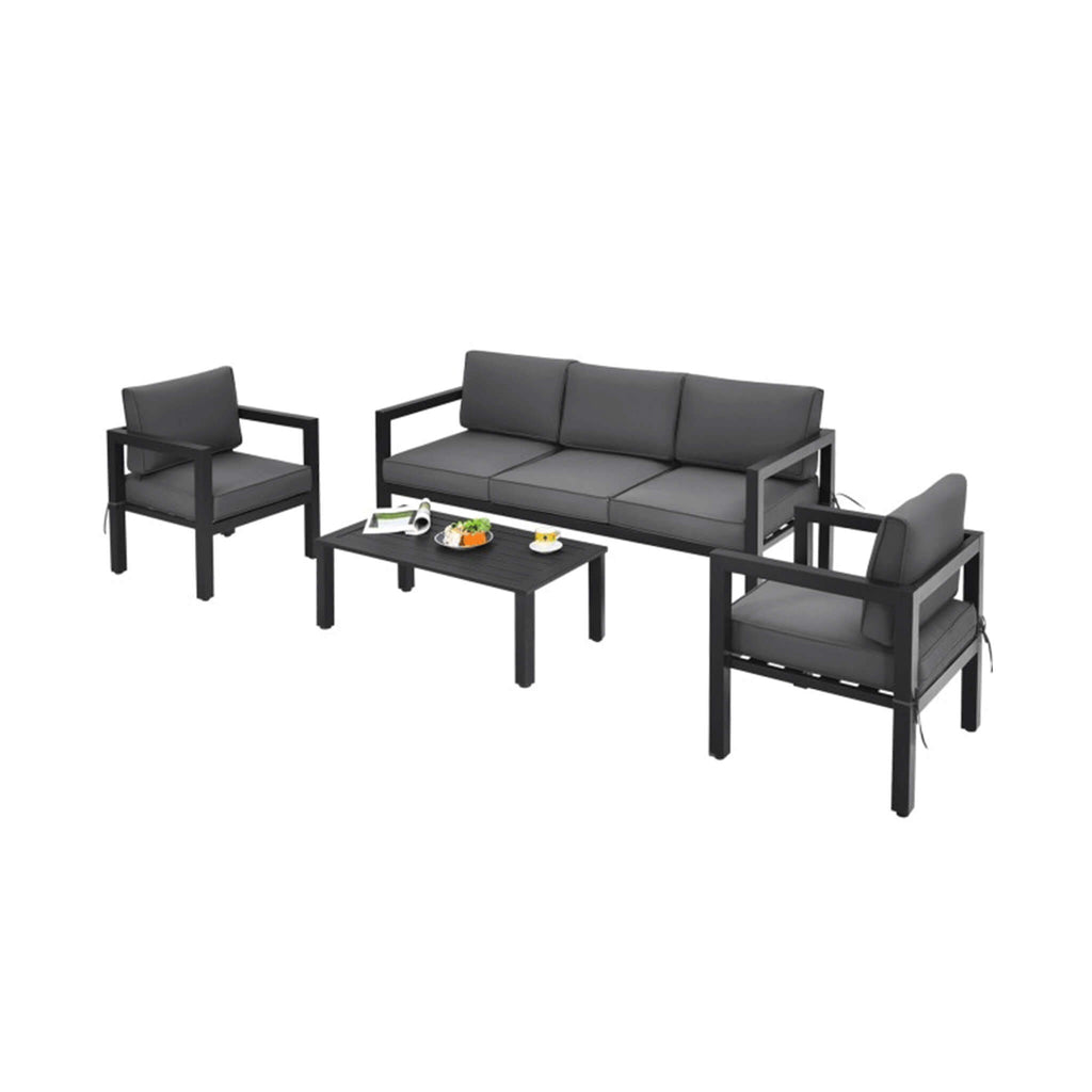 4pcs Outdoor Furniture Set For Backyard Poolside Sak73532 Saksby - Combination 1 Left Corner View