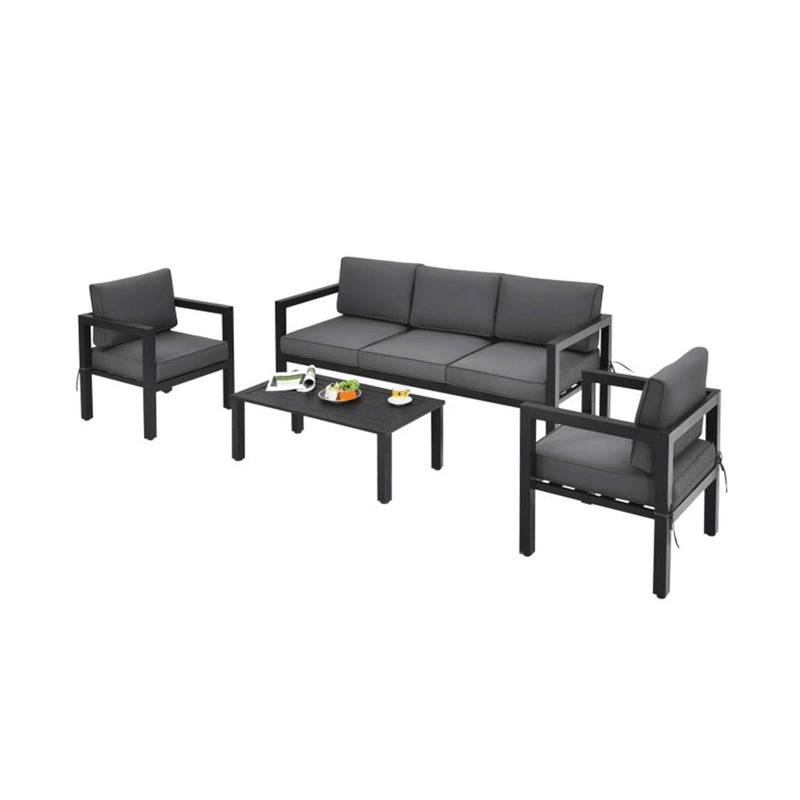 4pcs Outdoor Furniture Set For Backyard Poolside Sak73532 Saksby - Combination 1 Left Corner View