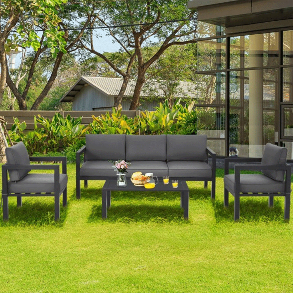 4pcs Outdoor Furniture Set For Backyard Poolside Sak73532 Saksby - Lifestyle Front View