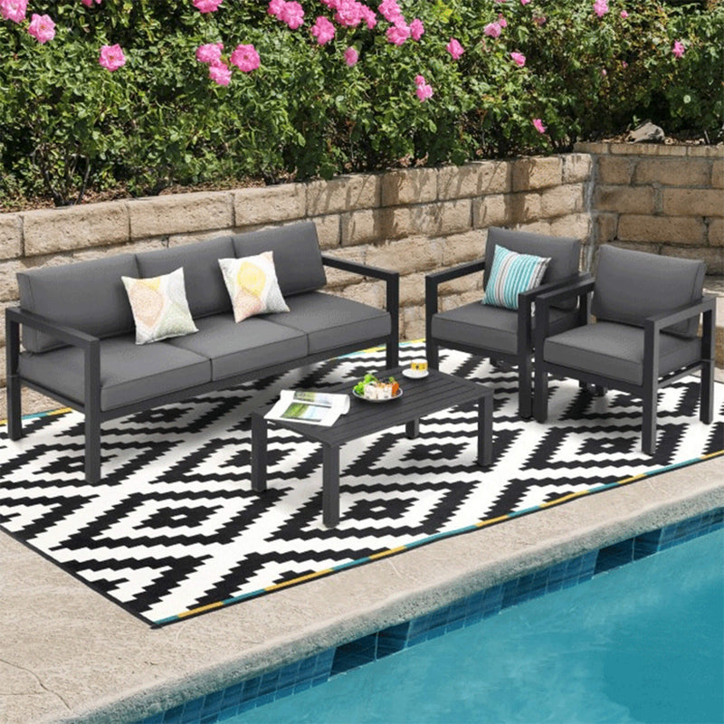 4pcs Outdoor Furniture Set For Backyard Poolside SAK73532 Saksby - Lifestyle In Front Of Pool