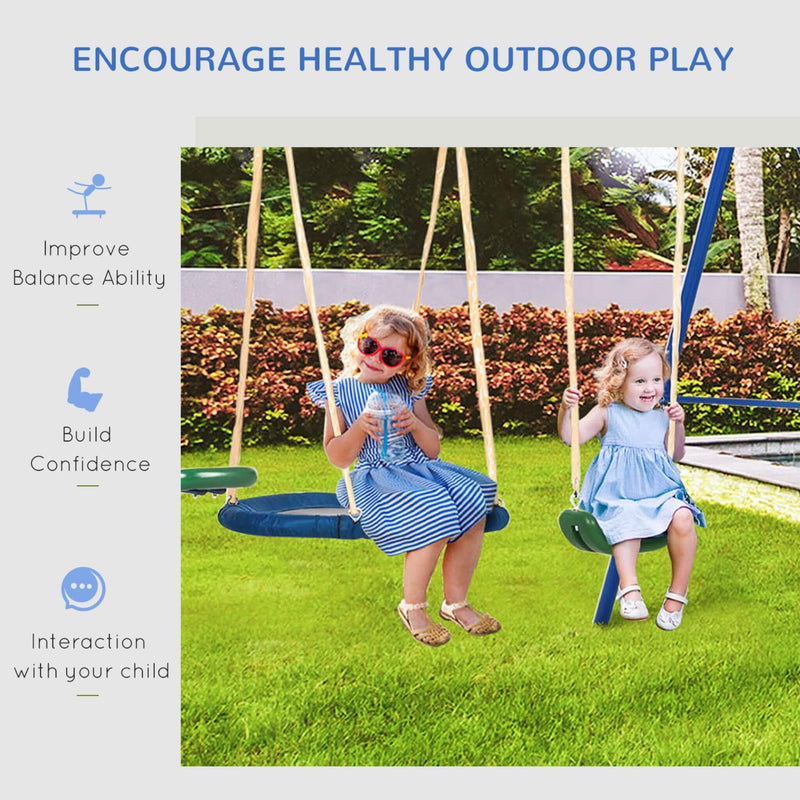 5-In-1 Heavy-Duty Outdoor A-Frame Swing Set With Saucer, Swing, Slide, Seesaw, Glider, And Swing Seat (SAK61472) - Saksby Wholesale - Features