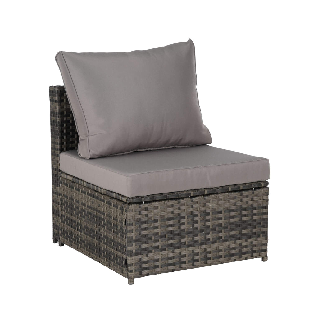 5 PCS Outdoor Patio Wicker Daybed Furniture Set With Retractable Canopy (SAK37816) - Saksby Wholesale - Armless Single Sofa